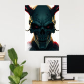Poster Illustration du style de bande dessinée crâne Imag (Bureau à domicile)