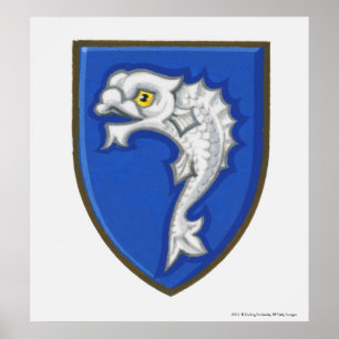 Poster Illustration du symbole de poisson héraldique sur 