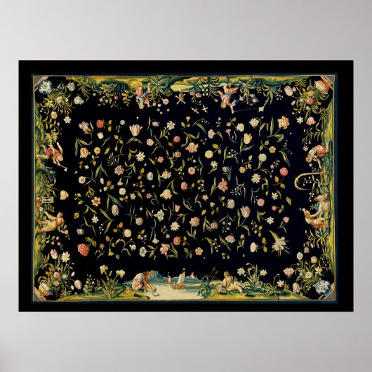 Poster Illustration du tapis de table floral antique (Devant)