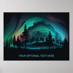 Poster Illustration du texte personnalisé Aurora Borealis