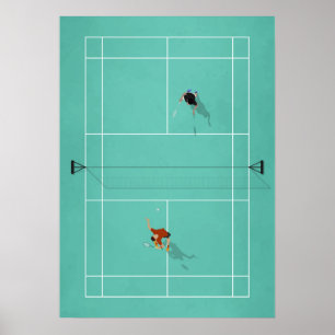 Poster Illustration du tribunal de Badminton d'en haut