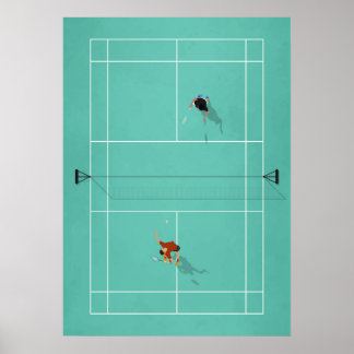 Poster Illustration du tribunal de Badminton d'en haut