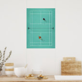 Poster Illustration du tribunal de Badminton d'en haut (Cuisine)