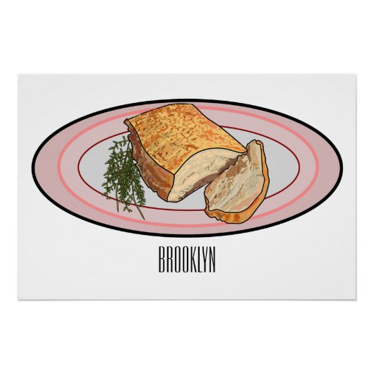 Poster Illustration du ventre de porc rôti (Devant)