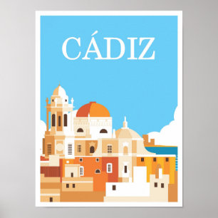 Poster Illustration du Vintage voyage artistique Cadiz Es