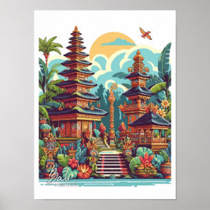 Poster Illustration du Vintage voyage artistique de Bali