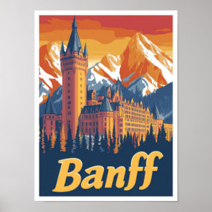 Poster Illustration du Vintage voyage artistique de Banff