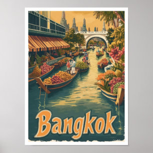 Poster Illustration du Vintage voyage artistique de Bangk