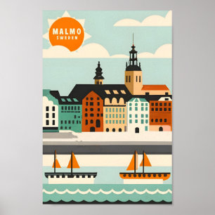 Poster Illustration du Vintage voyage artistique de Malmo