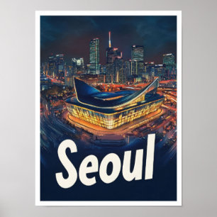 Poster Illustration du Vintage voyage artistique de Séoul