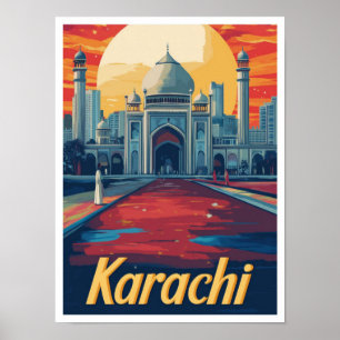 Poster Illustration du Vintage voyage artistique Karachi