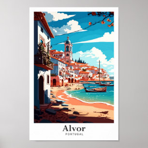 Poster Illustration du Vintage voyage d'art Alvor Portuga