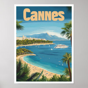 Poster Illustration du Vintage voyage d'art de Cannes Fra