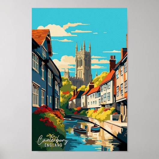 Poster Illustration du Vintage voyage d'art de Canterbury (Devant)