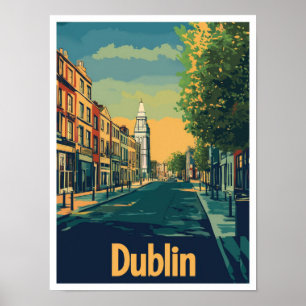 Poster Illustration du Vintage voyage d'art de Dublin Irl