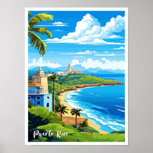 Poster Illustration du Vintage voyage d'art de Porto Rico