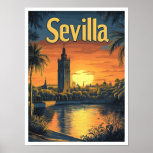 Poster Illustration du Vintage voyage d'art de Sevilla Es