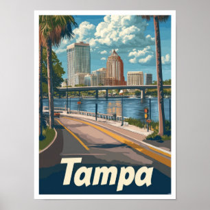 Poster Illustration du Vintage voyage d'art de Tampa Flor