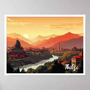 Poster Illustration du Vintage voyage d'art de Tbilissi G