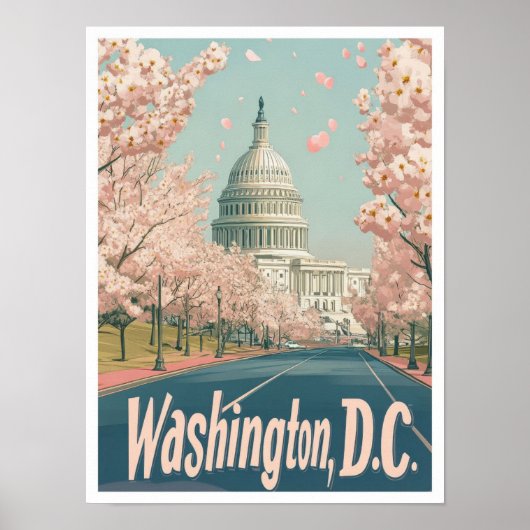 Poster Illustration du Vintage voyage d'art de Washington (Devant)