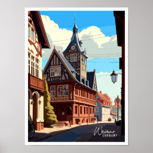 Poster Illustration du Vintage voyage d'art de Weimar All