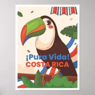 Poster Illustration du Vintage voyage d'art du Costa Rica
