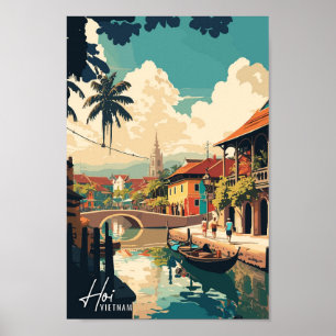 Poster Illustration du Vintage voyage d'art Hoi Vietnam