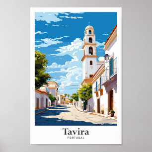 Poster Illustration du Vintage voyage d'art Tavira Portug