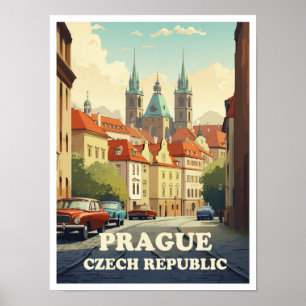 Poster Illustration du Vintage voyage d'art tchèque de Pr