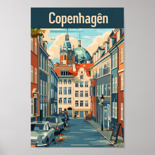 Poster Illustration du Vintage voyage de Copenhague Danem
