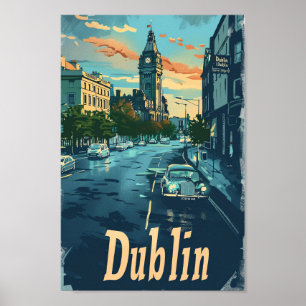 Poster Illustration du Vintage voyage de Dublin City Irel