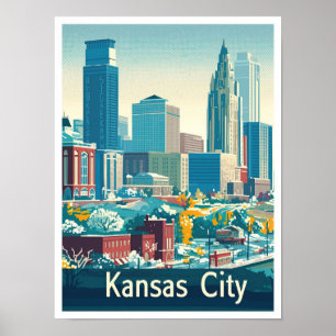 Poster Illustration du Vintage voyage de Kansas City