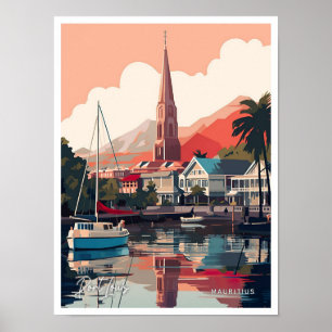 Poster Illustration du Vintage voyage de Port Louis Mauri