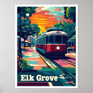 Poster Illustration du Vintage voyage Elk Grove Californi