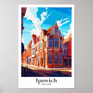 Poster Illustration du Vintage voyage Ipswich England