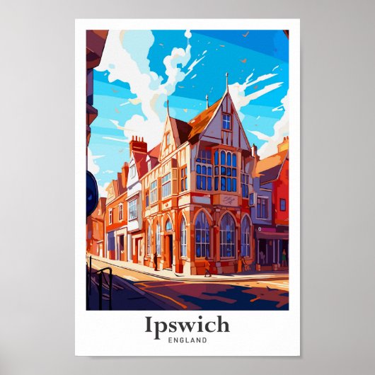 Poster Illustration du Vintage voyage Ipswich England (Devant)