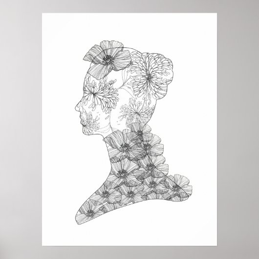 Poster Illustration du visage floral Mode et beauté (Devant)