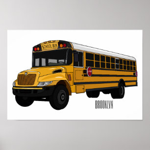 Poster Illustration d'un autobus scolaire