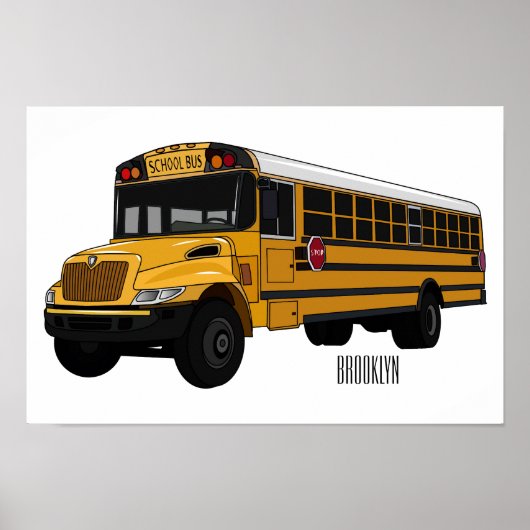 Poster Illustration d'un autobus scolaire (Devant)