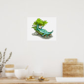 Poster Illustration D'Un Bain De Soleil Iguanodon. (Cuisine)