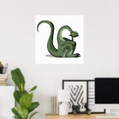 Poster Illustration D'Un Brontosaurus Caricaturé Qui Pens (Bureau à domicile)