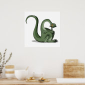 Poster Illustration D'Un Brontosaurus Caricaturé Qui Pens (Cuisine)