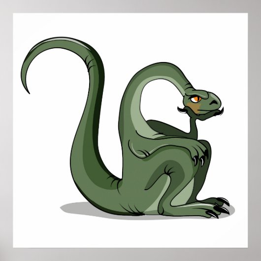 Poster Illustration D'Un Brontosaurus Caricaturé Qui Pens (Devant)