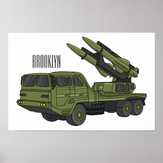 Poster Illustration d'un camion de missiles militaires (Devant)