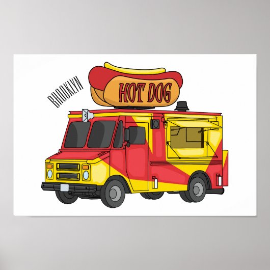 Poster Illustration d'un camion de nourriture pour chien  (Devant)