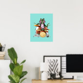 Poster Illustration D'Un Chasmosaurus Jouant Aux Tambours (Bureau à domicile)