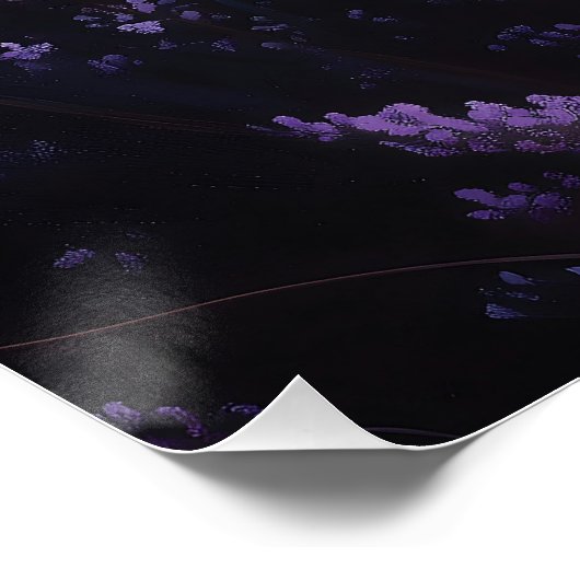 Poster Illustration d'un chat noir dans un champ de lavan (Coin)