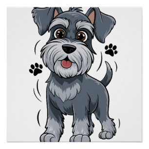 Poster Illustration d'un chiot Schnauzer adorable avec de