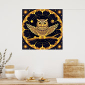 Poster Illustration d'un chouette de nuit élégant (Cuisine)