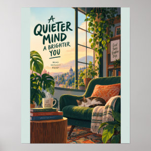Poster Illustration d'un coin de lecture cosy avec des es